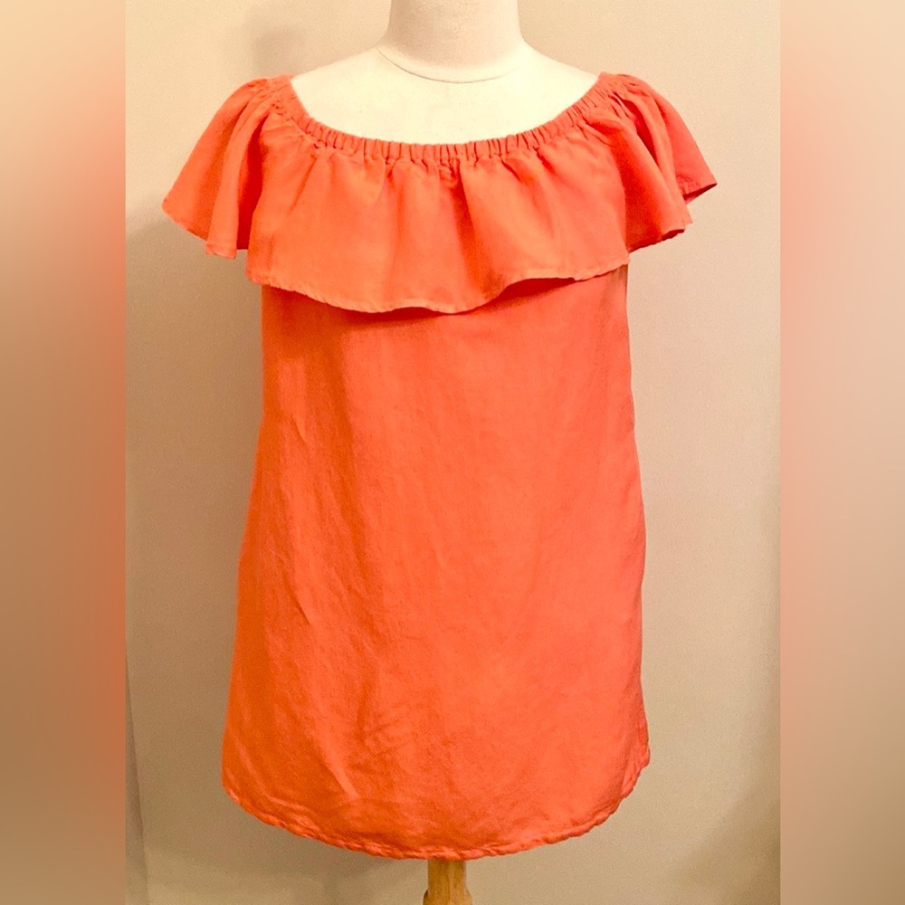 Tommy Bahama St. Lucia Orange Coral SZ S Boho Chic Island Vibes Ruffle Dress